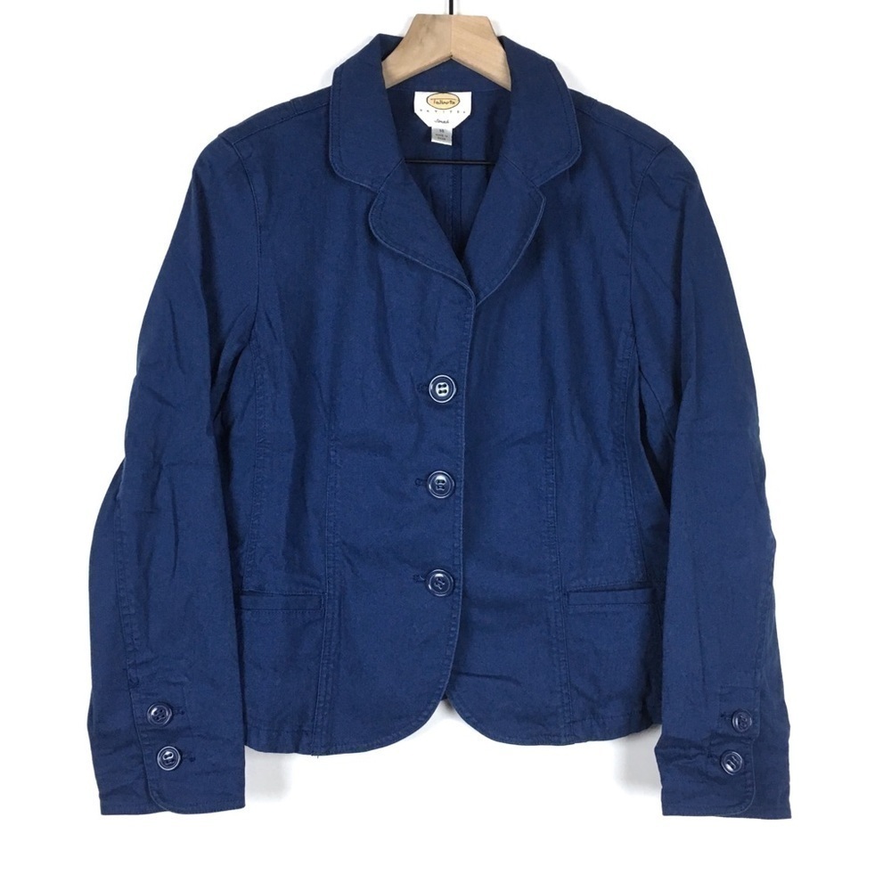 Talbots Blazer Jacket Solid Color Navy Button Str… - image 1